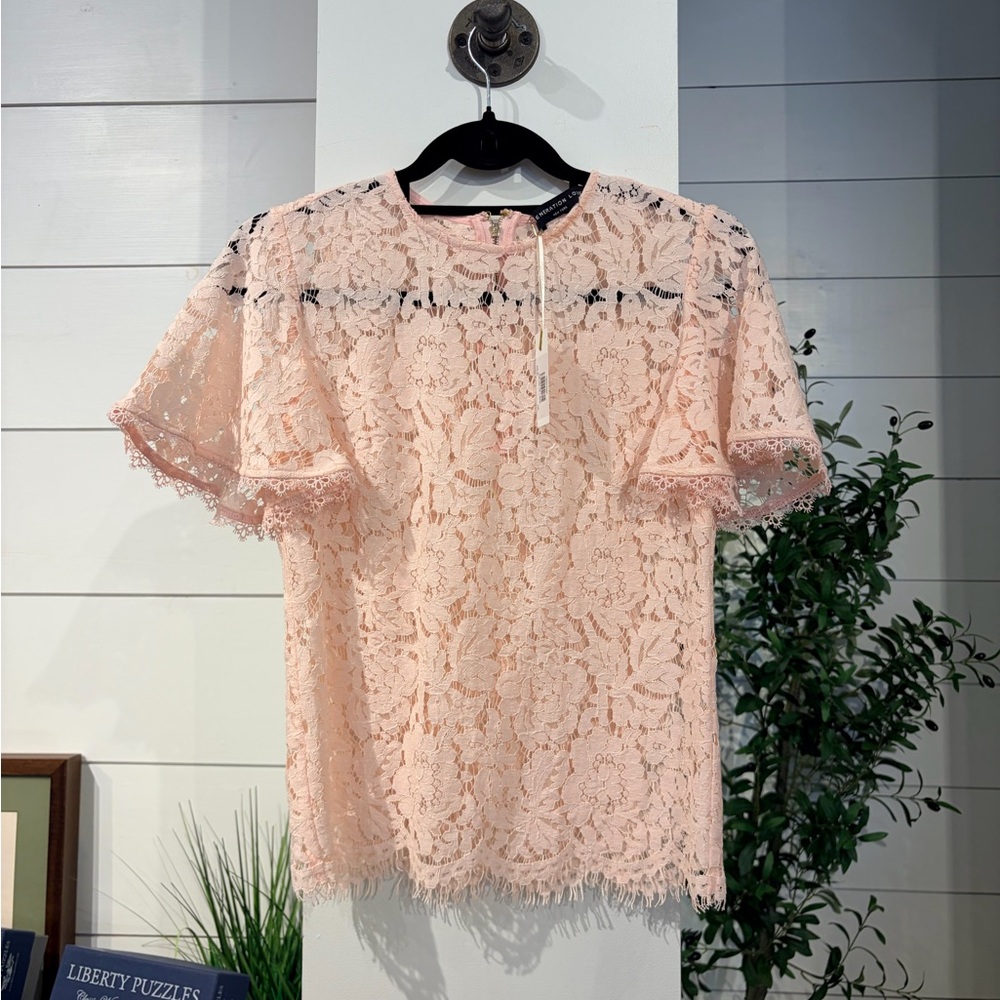 Generation Love Women's Lace Flutter Sleeve Top - Blush Pink NWT